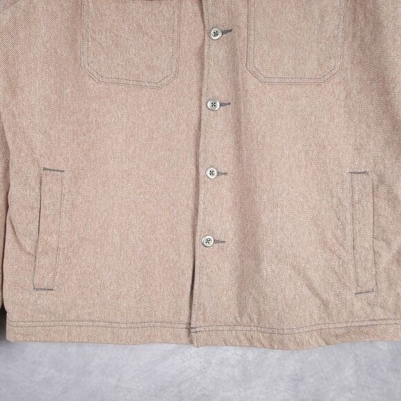 All-Son Shirt Jacket Mens Large Brown Heavy Denim Button Up Overshirt Workwear - Picture 6 of 16